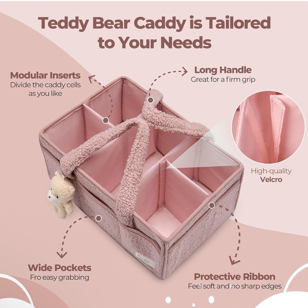 Pera Bella Sherpa Diaper Caddy (Pink) - Picture 5 of 5